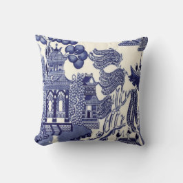 Coussin Chinoiserie bleue et blanche