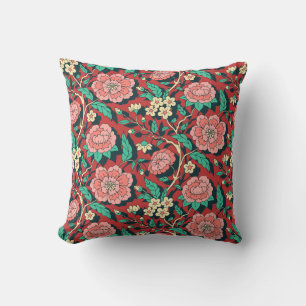 Coussin Chinoiserie florale rouge et rose Motif