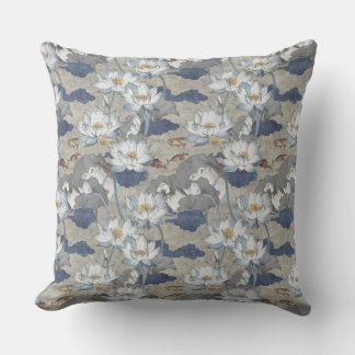 Coussin Chinoiserie Lotus Blanc