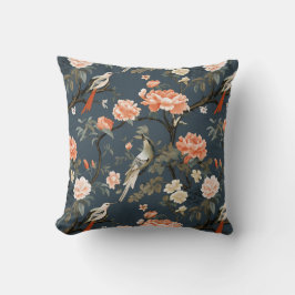 Coussin Chinoiserie sur Denim Blue