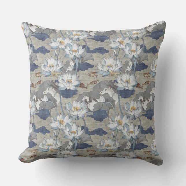 Coussin Chinoiserie White Lotus (Recto)