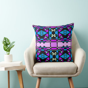 Coussin Chintz bohème 48 bleu violet noir