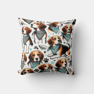 Coussin Chiot Beagle vintage sans couture