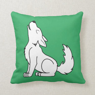 Coussin Chiot de loup blanc hurlant