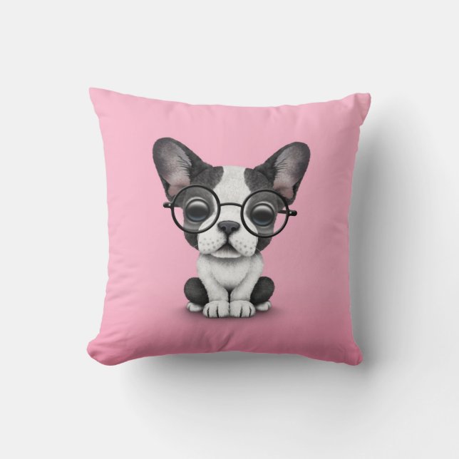 Coussin Chiot mignon de bouledogue français avec des (Recto)
