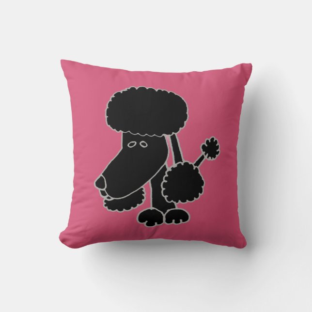 Coussin Chiot noir drôle de caniche (Recto)