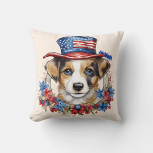 Coussin Chiot patriotique 4 juillet fête de l'indépendance
