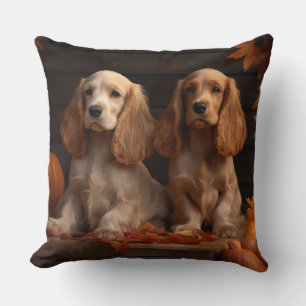 Coussin Chiots Cocker Spaniel Délice d'Automne Citrouille