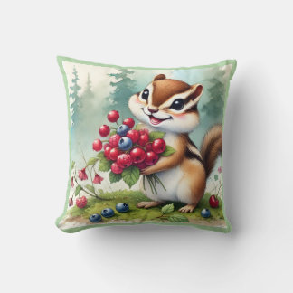Coussin Chipmunk holding berries