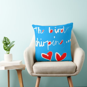 Coussin Chirping aux oiseaux - Bleu blanc rouge