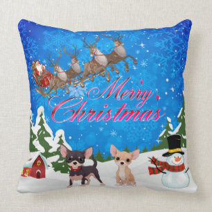 Coussin Chiwawa de Joyeux Noël avec Père Noël