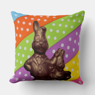 Coussin Chocolat Bunnies Pâques & Polka Dot Ruban, ZSSG