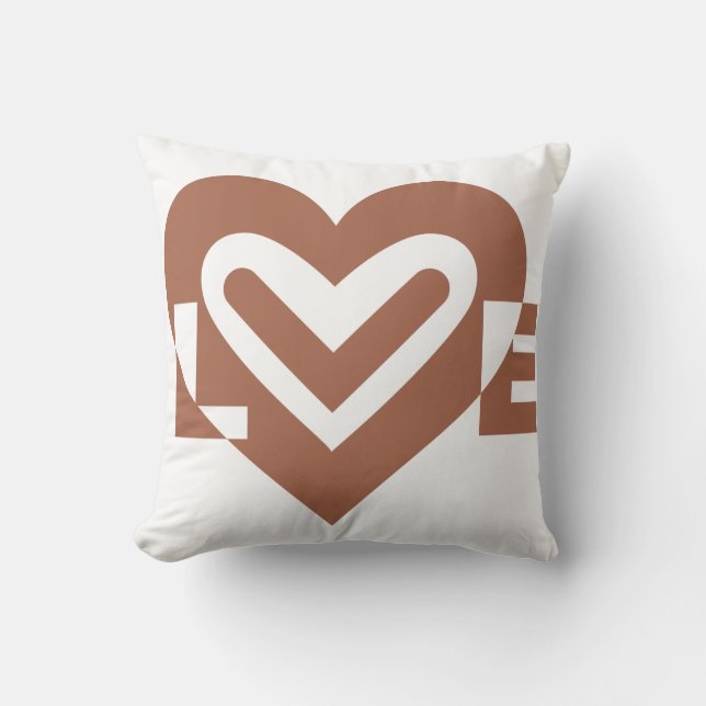 Coussin Chocolat graphique mignon Love Brown (Recto)