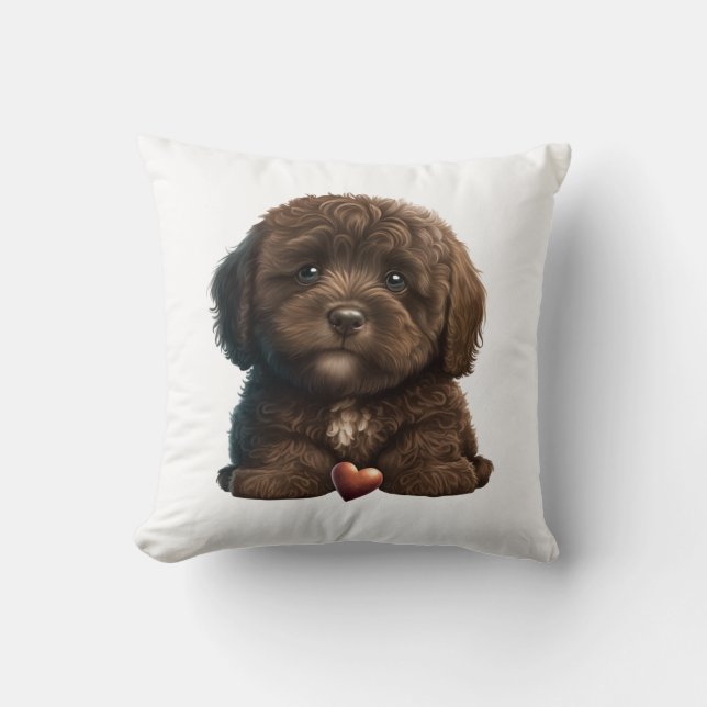 Coussin Chocolat Havanais Chiot Amour Design Par HavaHug (Recto)