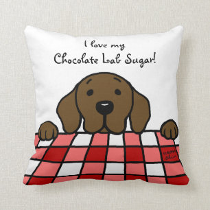 Coussin Chocolat Labrador vous observant cuisine