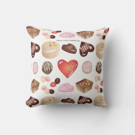 Coussin Chocolat personnalisé Motif de coeur de bonbons