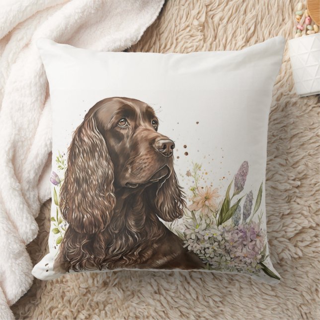 Coussin Chocolat Spaniel belle aquarelle peinture (Couverture)