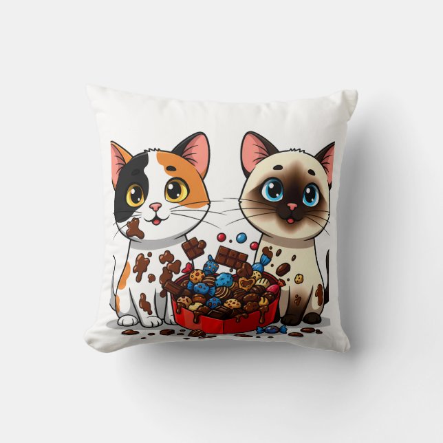 Coussin Chocolate Mess Cats (Recto)