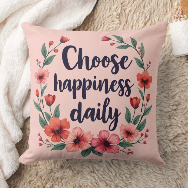Coussin Choisissez la couronne fleurie quotidienne de bonh (Couverture)
