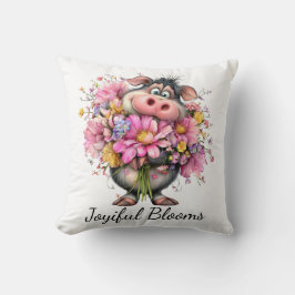 Coussin Choose Joy Floral Pig Throw Pillow