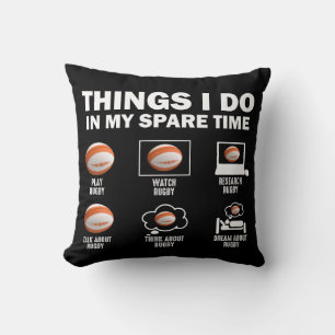 Coussin Choses que je fais dans mon temps libre Rugby