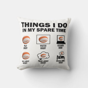 Coussin Choses que je fais pendant mon temps libre Rugby