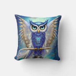 Coussin Chouette à vapeur bleue