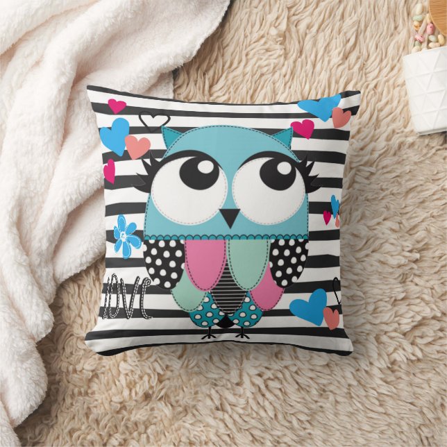 Coussin Chouette blanche mignonne avec cils (Couverture)