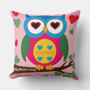 Coussin Chouette colorée Amour : Perche de la fête des mèr