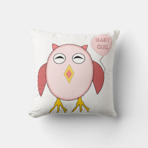 Coussin Chouette de fille rose mignonne