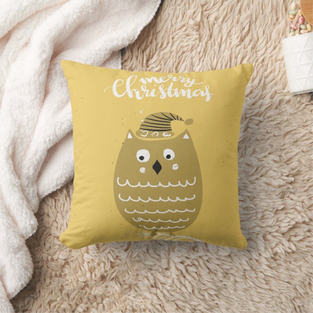 Coussin Chouette de Noël Or Cute Faux (Couverture)