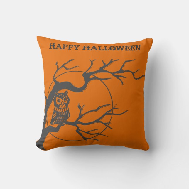 Coussin Chouette d'Halloween vintage (Recto)