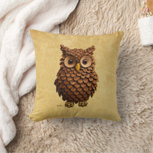 Coussin Chouette du cône de pin