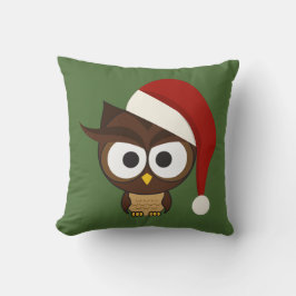 Coussin Chouette en colère portant le chapeau de Santa