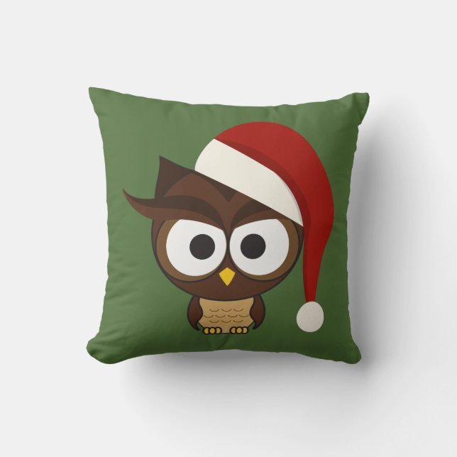 Coussin Chouette en colère portant le chapeau de Santa (Recto)