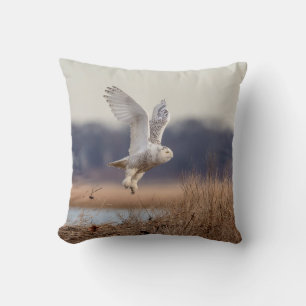 Coussin Chouette neige décolle
