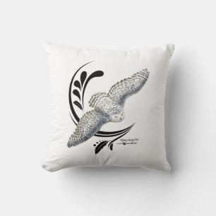 Coussin Chouette neige volante