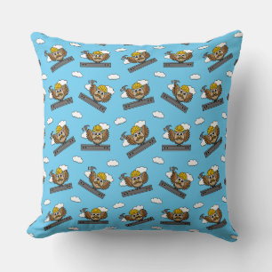 Coussin Chouette ouvrière de construction mignonne avec de