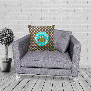 Coussin Chouette rétro mignonne et Fleurs Enfants