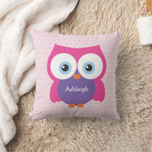 Coussin Chouette rose Chouette Cosy Forêt Animal Accent