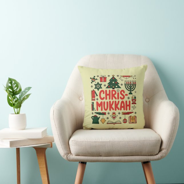 Coussin Chrismukkah Hanoukka Noël Juif Religieux (Chaise)