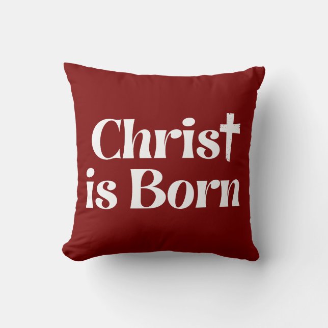 Coussin Christ Is Born Christmas Typography (Recto)