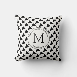 Coussin Christian Black White Triangles Monogramme BLESSEE