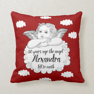 Coussin Christian Cloud Angel Joyeux 50e Anniversaire Roug