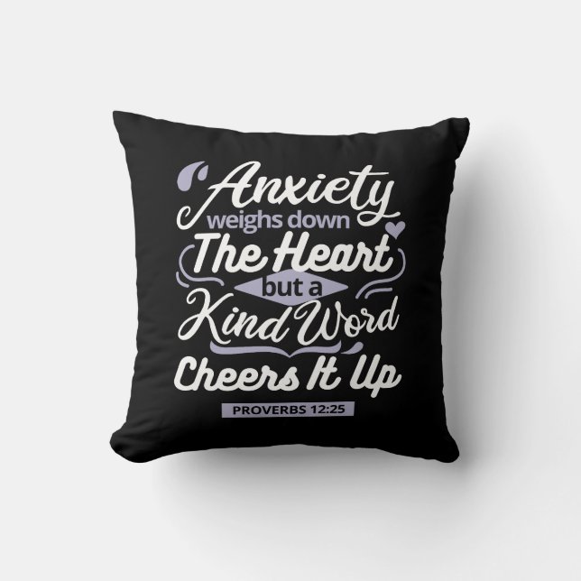 Coussin Christian Encouragement Quote – Anxiety & Kindness (Recto)