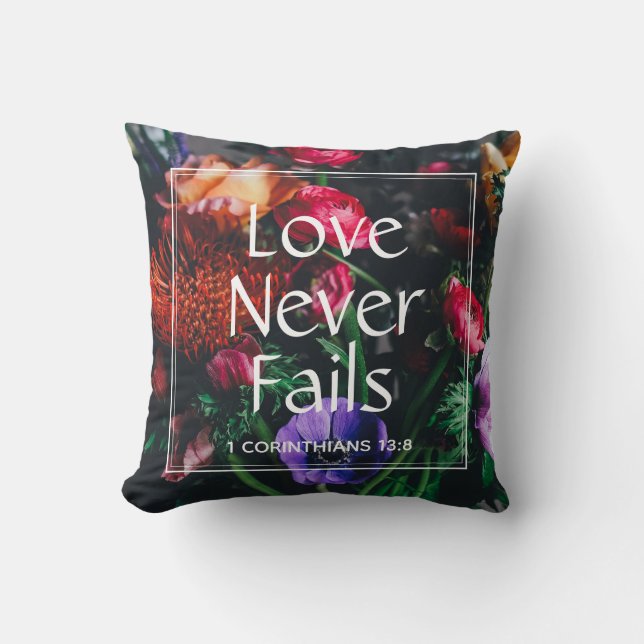 Coussin Christian Floral LOVE JAMAIS ÉCHOUÉ Valentine (Recto)