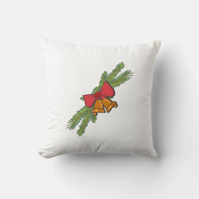 Coussin Christmas Bell Print with Pine & red bow wall art (Recto)