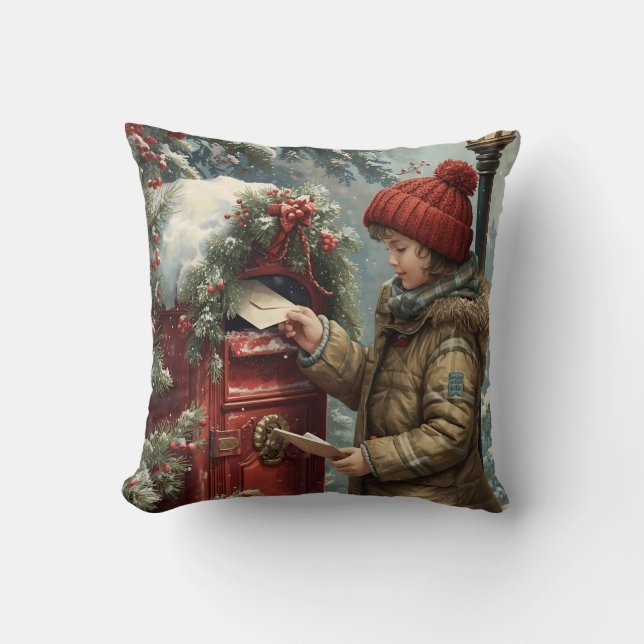 Coussin Christmas mailbox throw pillow winter cozy cushion (Recto)
