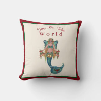 Coussin Christmas mermaid  by Renee Lavoie