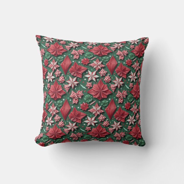 Coussin Christmas origami handicrafts 12 - Throw PIllow (Recto)